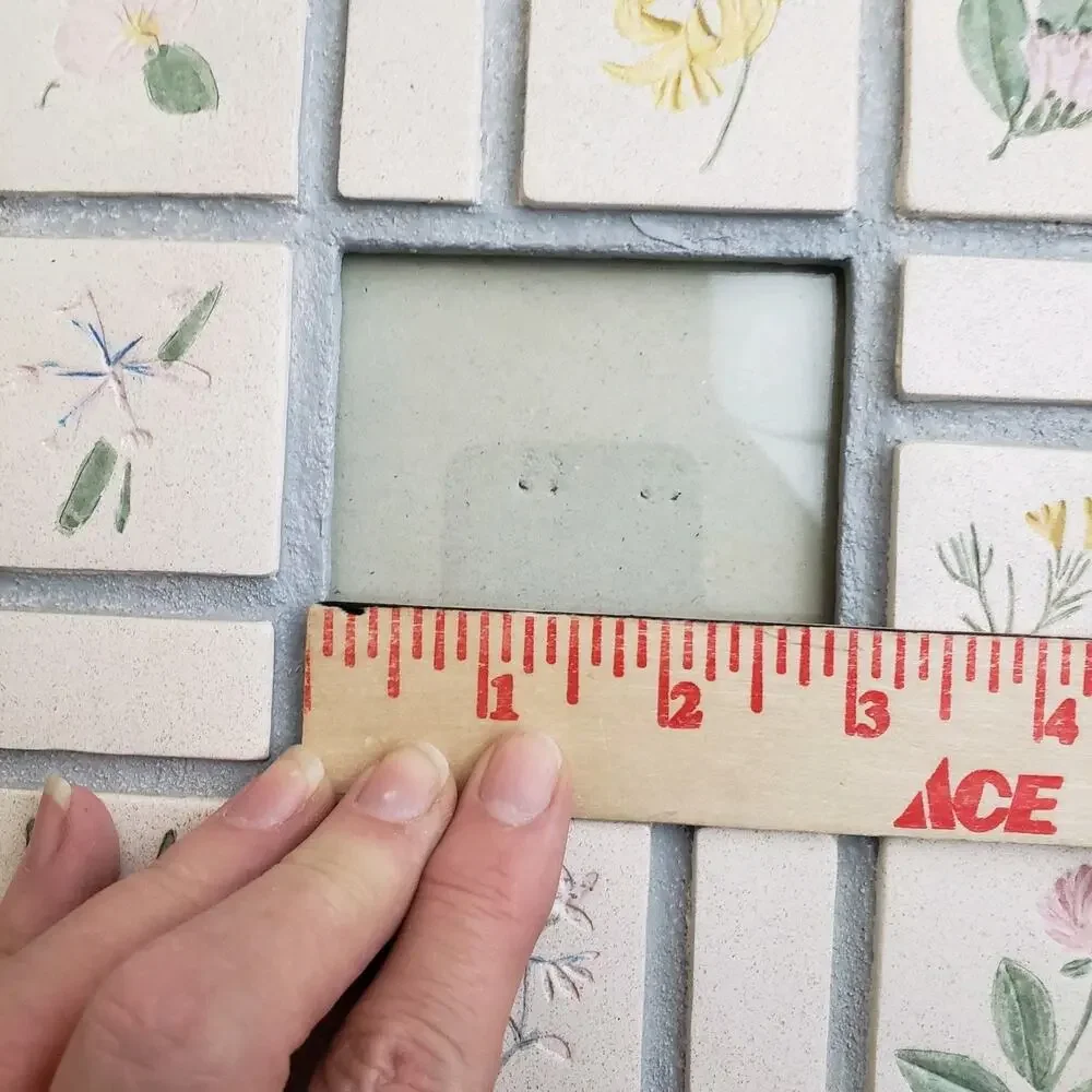 VTG Malden Hand Painted Picture Frame Tile Stone‎ Botanical Flowers Herbs Square